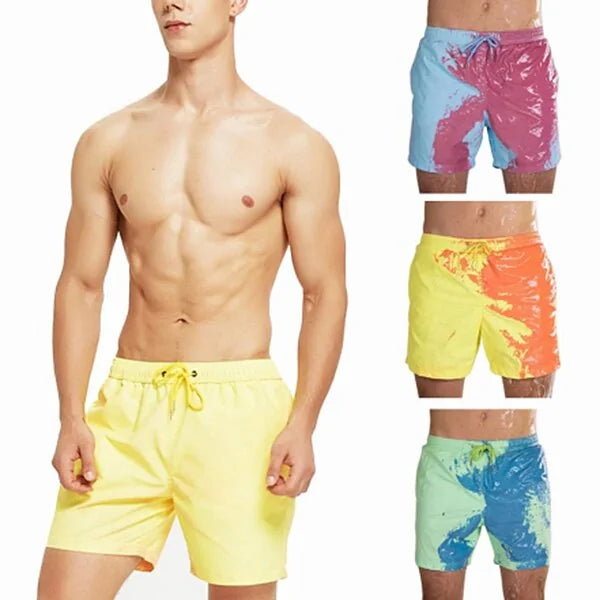 Men's Color-Changing Beach Shorts - Quick Dry Swim Trunks - BuySmart