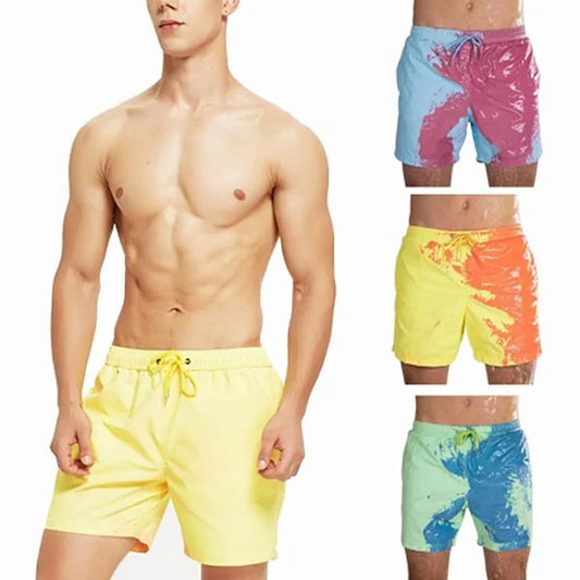 Men's Color-Changing Beach Shorts - Quick Dry Swim Trunks - BuySmart