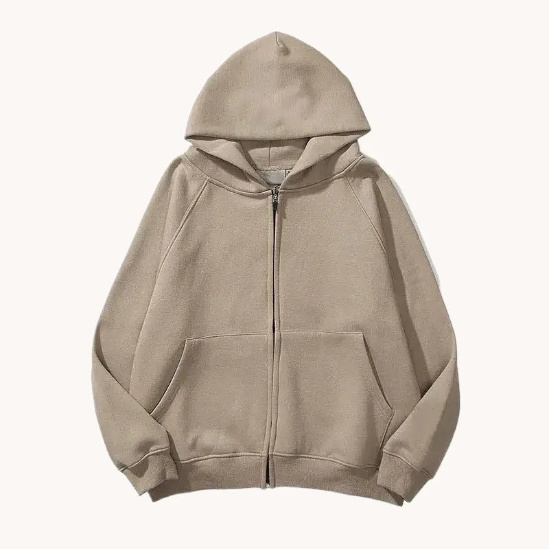 Plain Zip-Up Hoodie - BuySmart