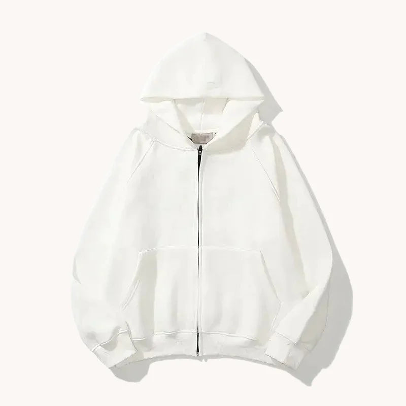 Plain Zip-Up Hoodie - BuySmart